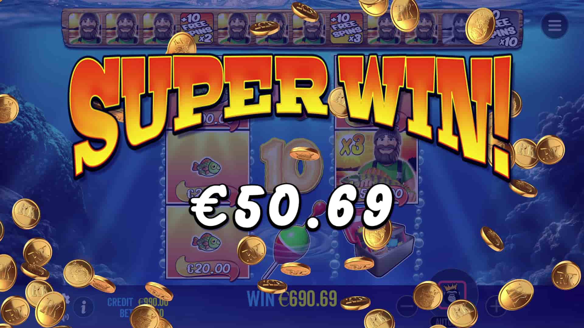 Super Win Screen - Big Bass Bonanza 3 Reeler slot game