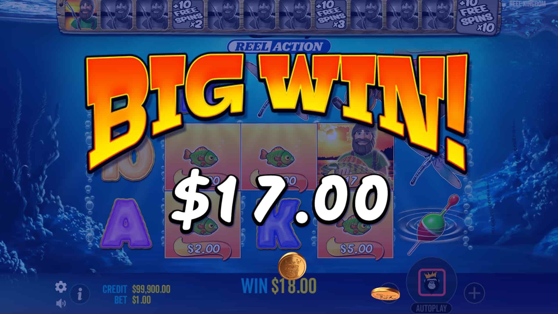 Big Win Screen - Big Bass Bonanza - Reel Action slot game