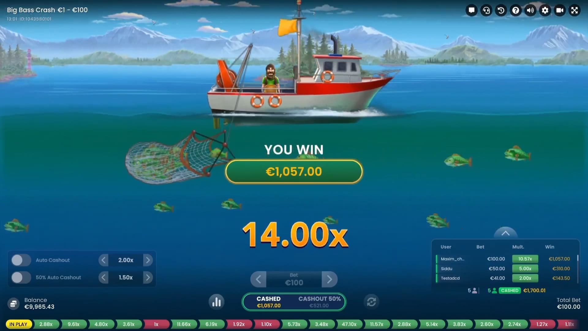 An Impressive Win in the Big Bass Crash game