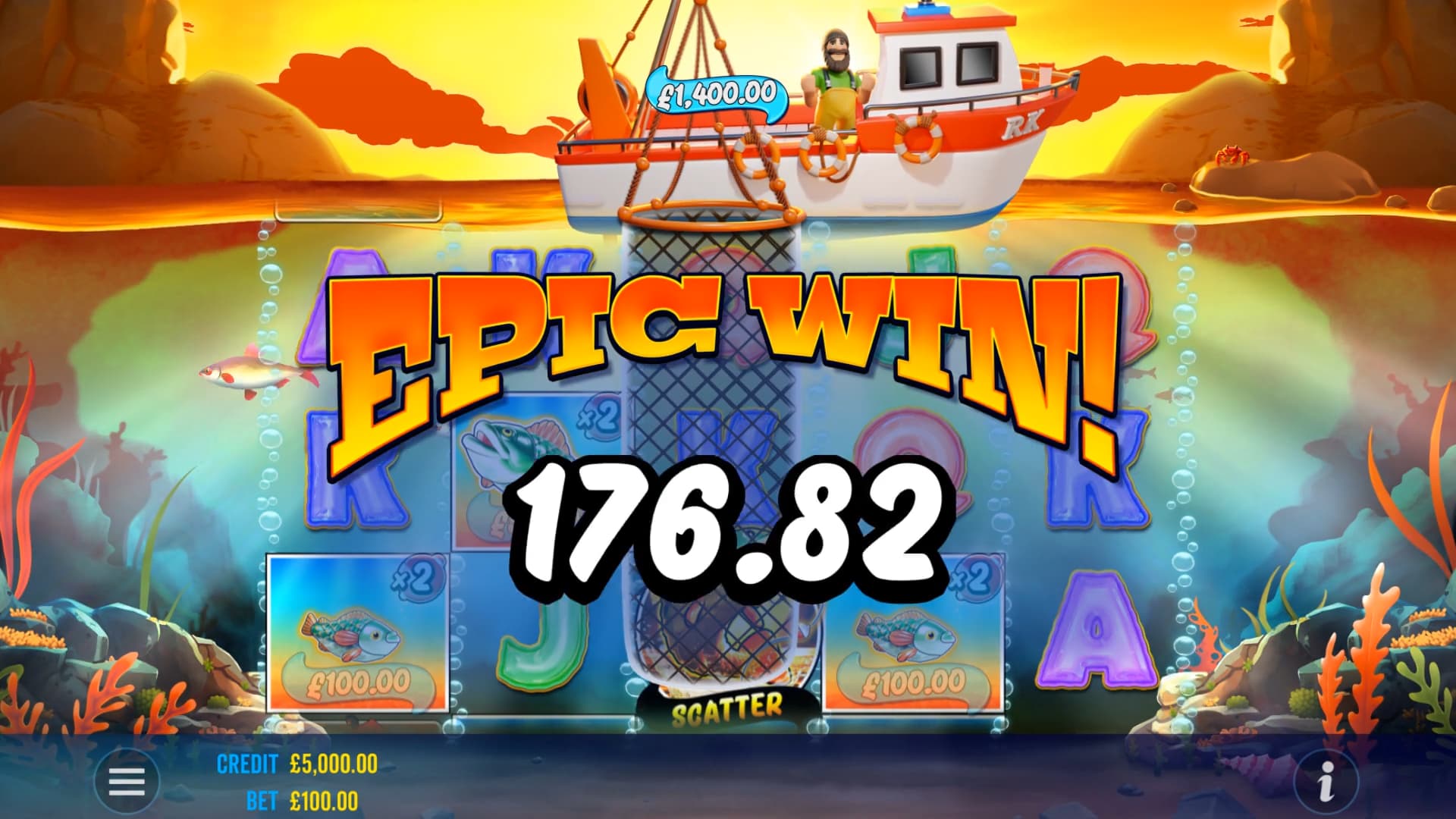 Big Win Screen - Big Bass Floats My Boat slot game