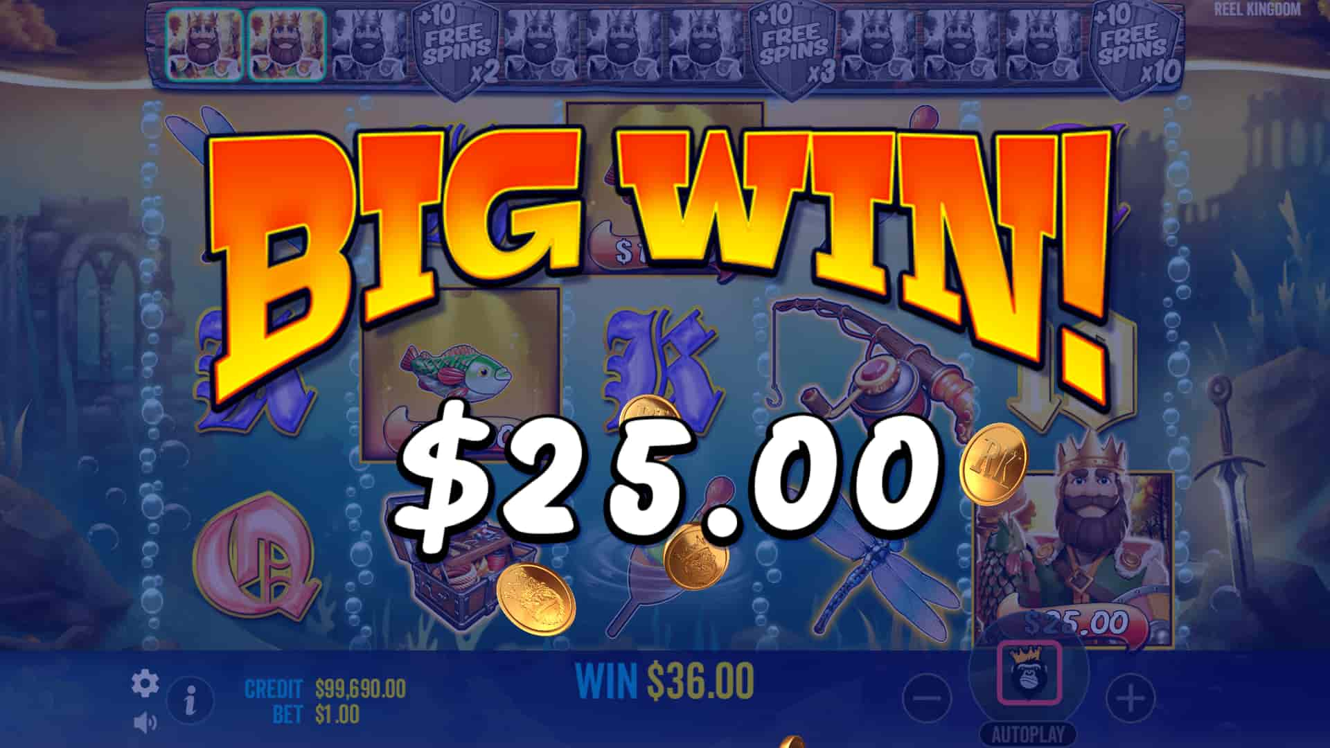 Big Win Screen - Big Bass Secrets of The Golden Lake slot game