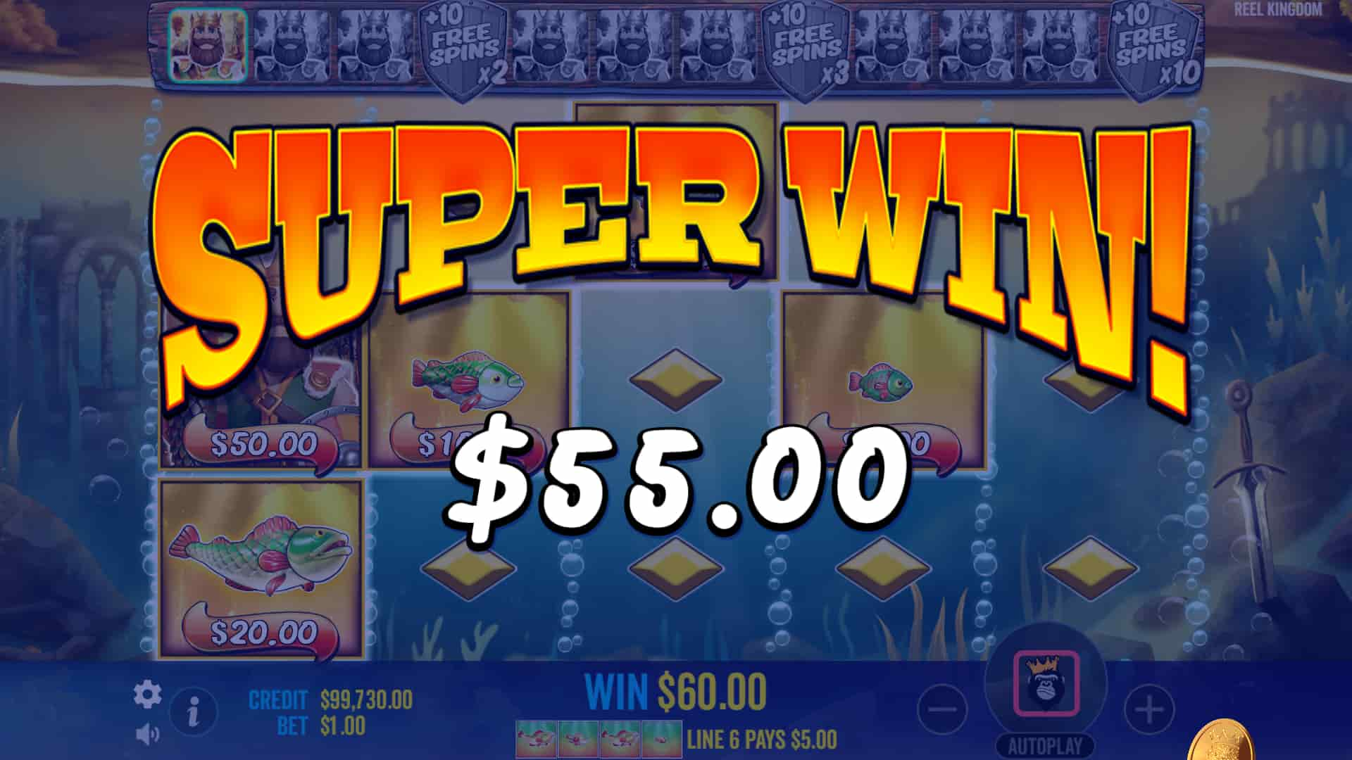 Super Win Screen - Big Bass Secrets of The Golden Lake slot game