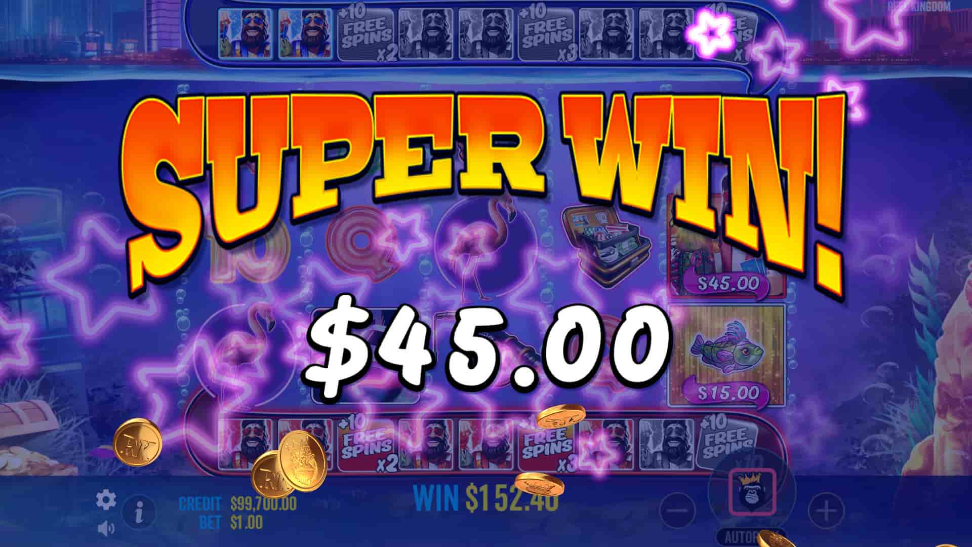 Super Win Screen - Big Bass Vegas Double Down Deluxe slot game