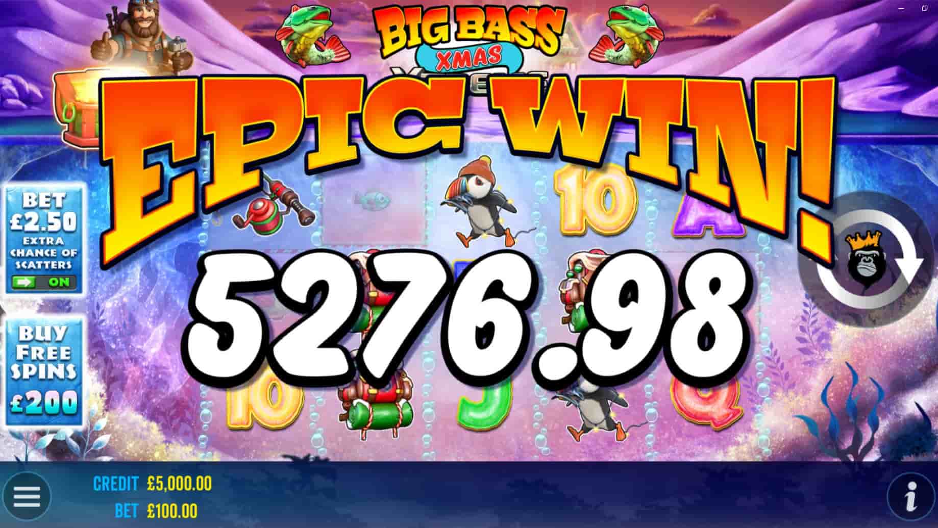 Epic Win Screen - Big Bass Xmas Xtreme slot game