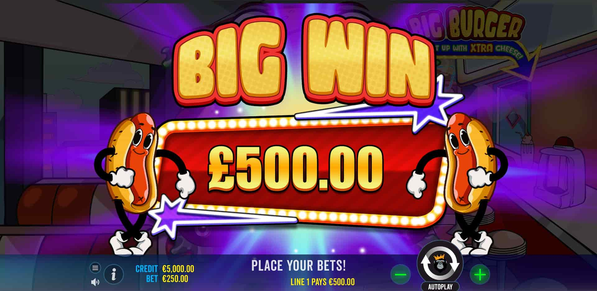 Big Win Screen - Big Burger Load it up with Xtra cheese slot game