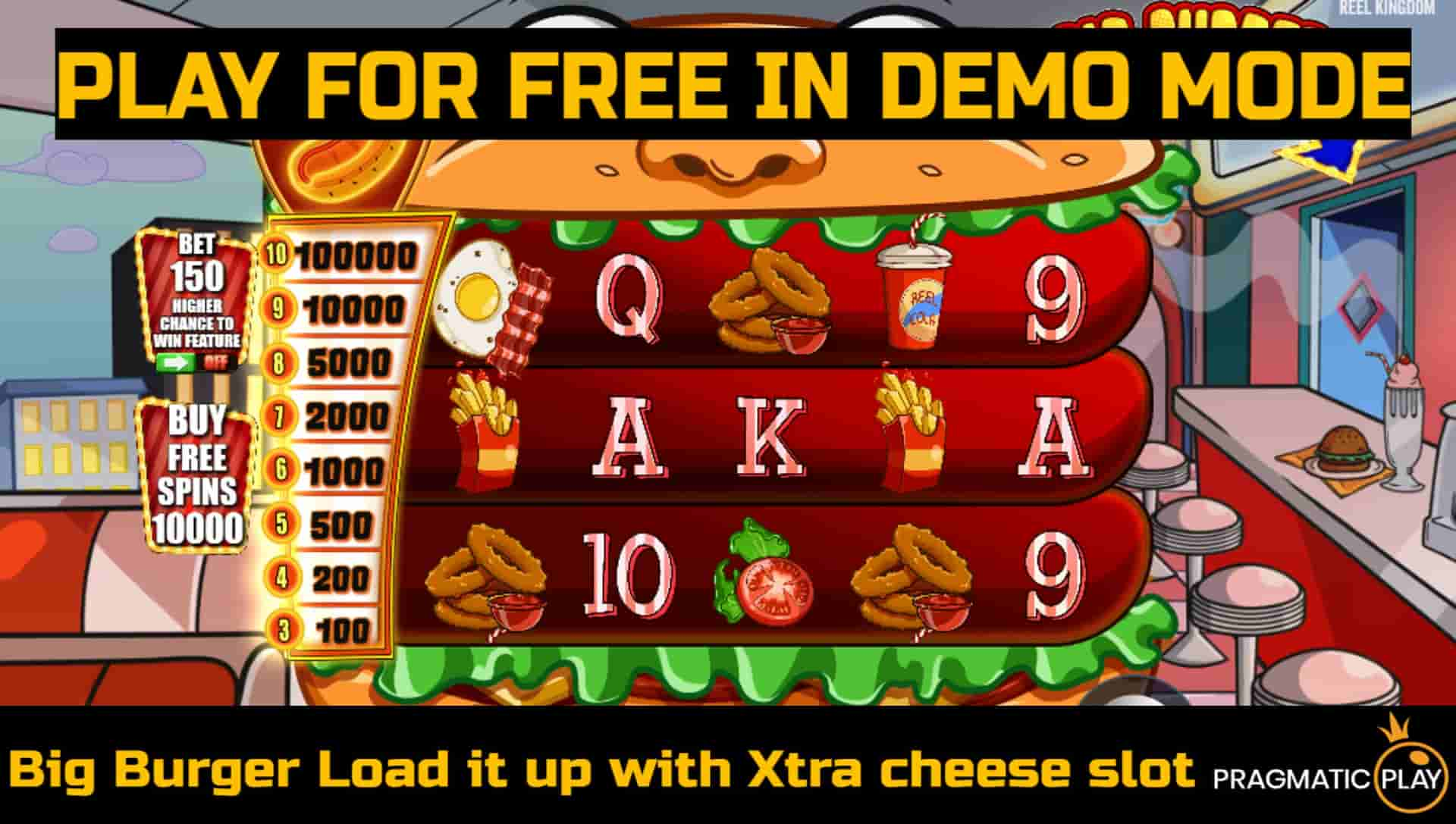 Big Burger Load it up with Xtra cheese slot game by Pragmatic Play. Play for free in demo mode.