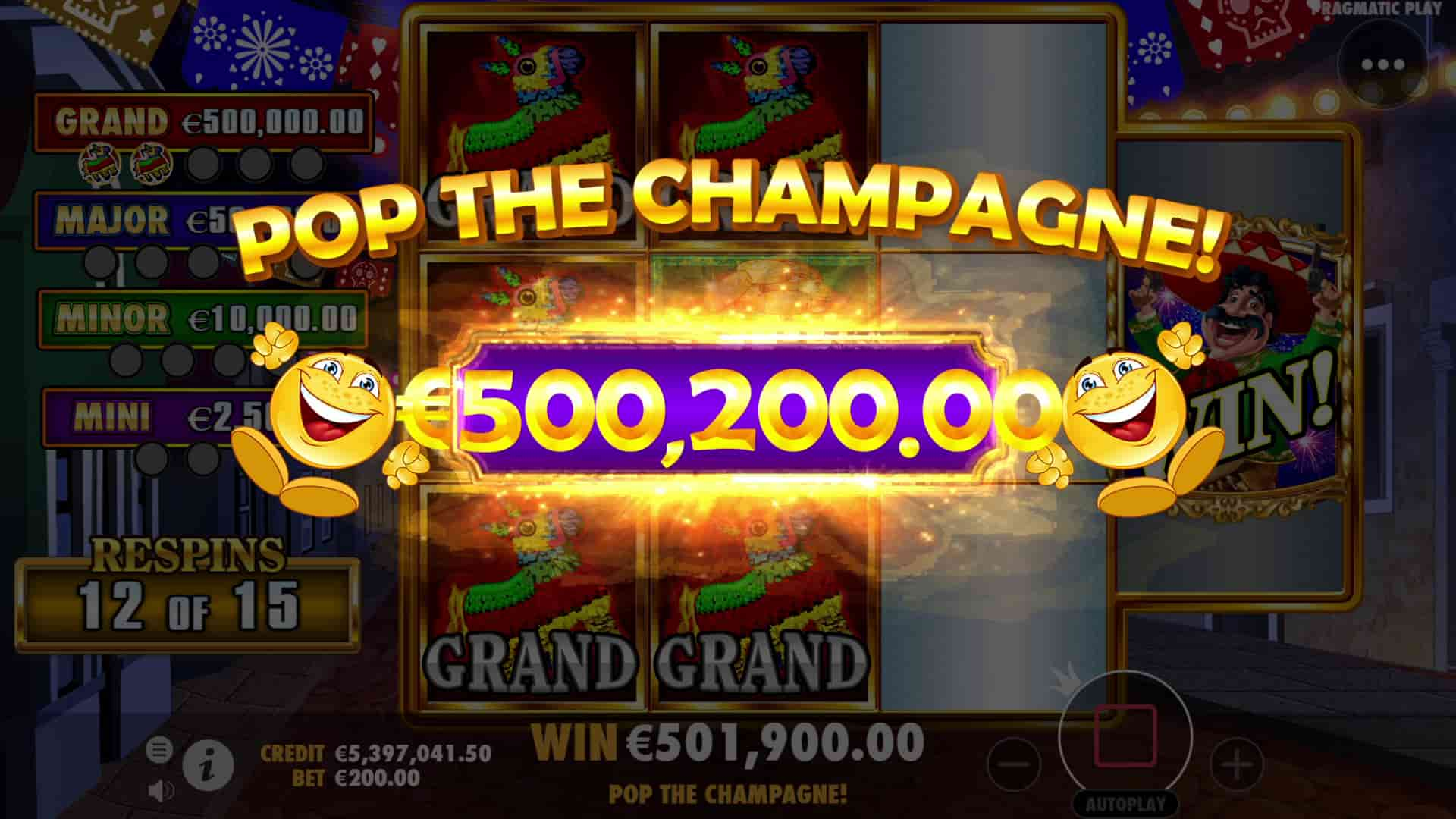 ''Pop The Champagne!'' Win Screen - Big Juan slot game