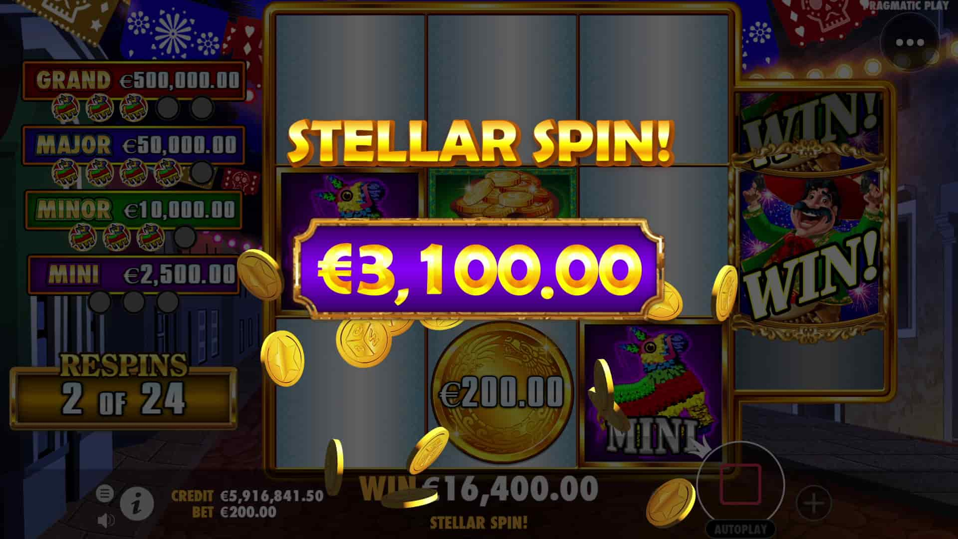 ''Stellar Spin!'' Win Screen - Big Juan slot game