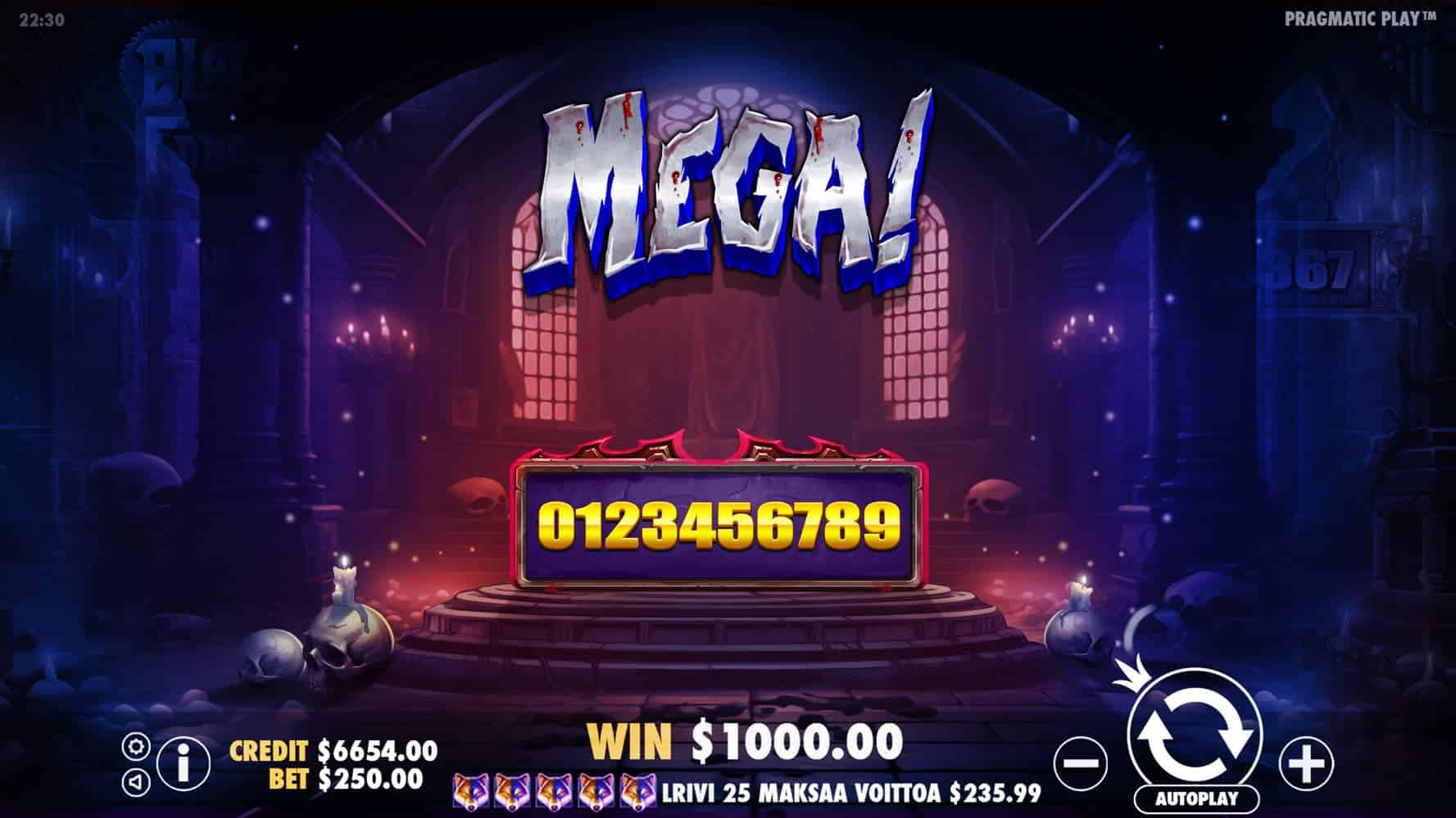 Mega Win Screen - Blade & Fangs slot game