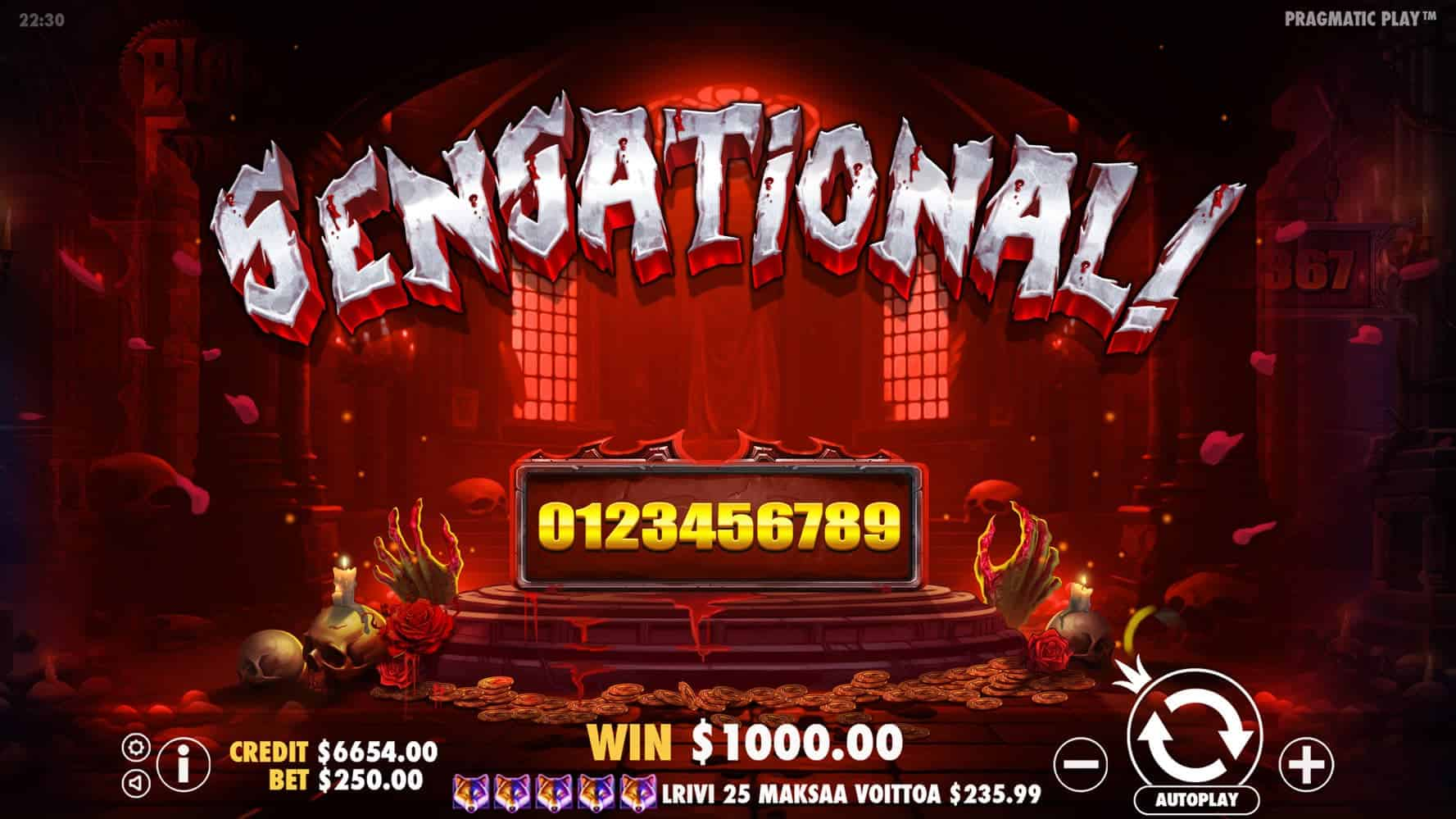 Sensational Win Screen - Blade & Fangs slot game