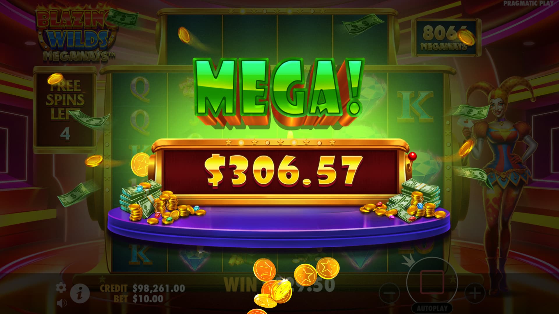 Mega Win Screen - Blazing Wilds Megaways slot game