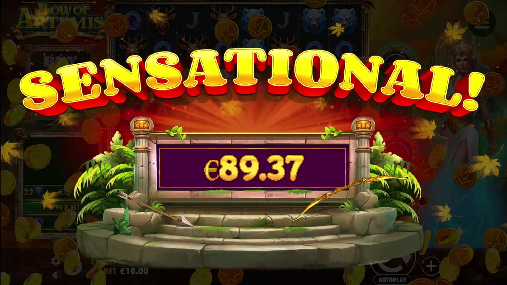 Sensational Win Screen - Bow of Artemis slot game