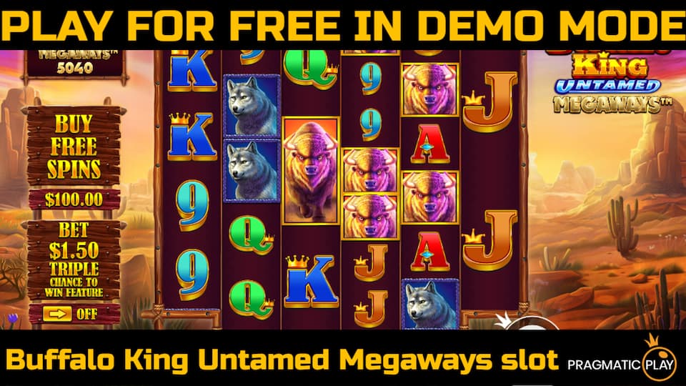 Buffalo King Untamed Megaways slot game by Pragmatic Play. Play for free in demo mode.