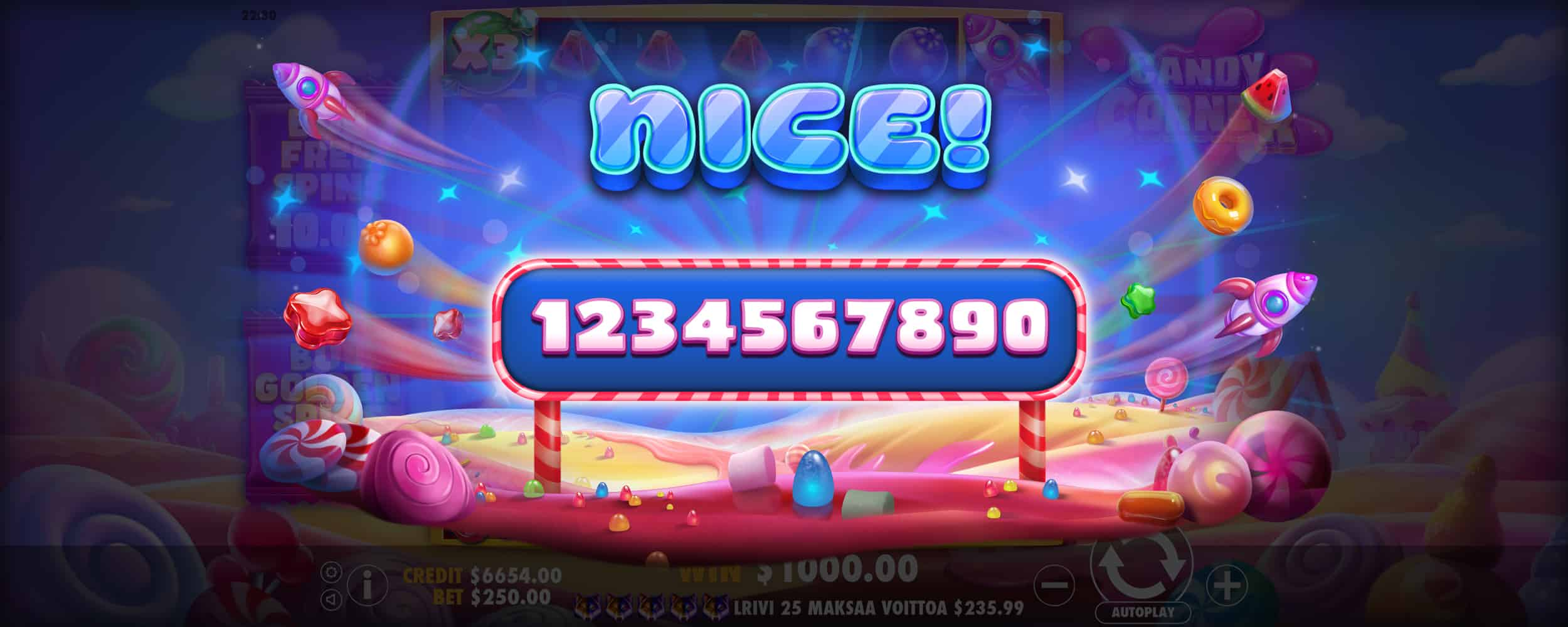 Nice Win Screen - Candy Corner slot game