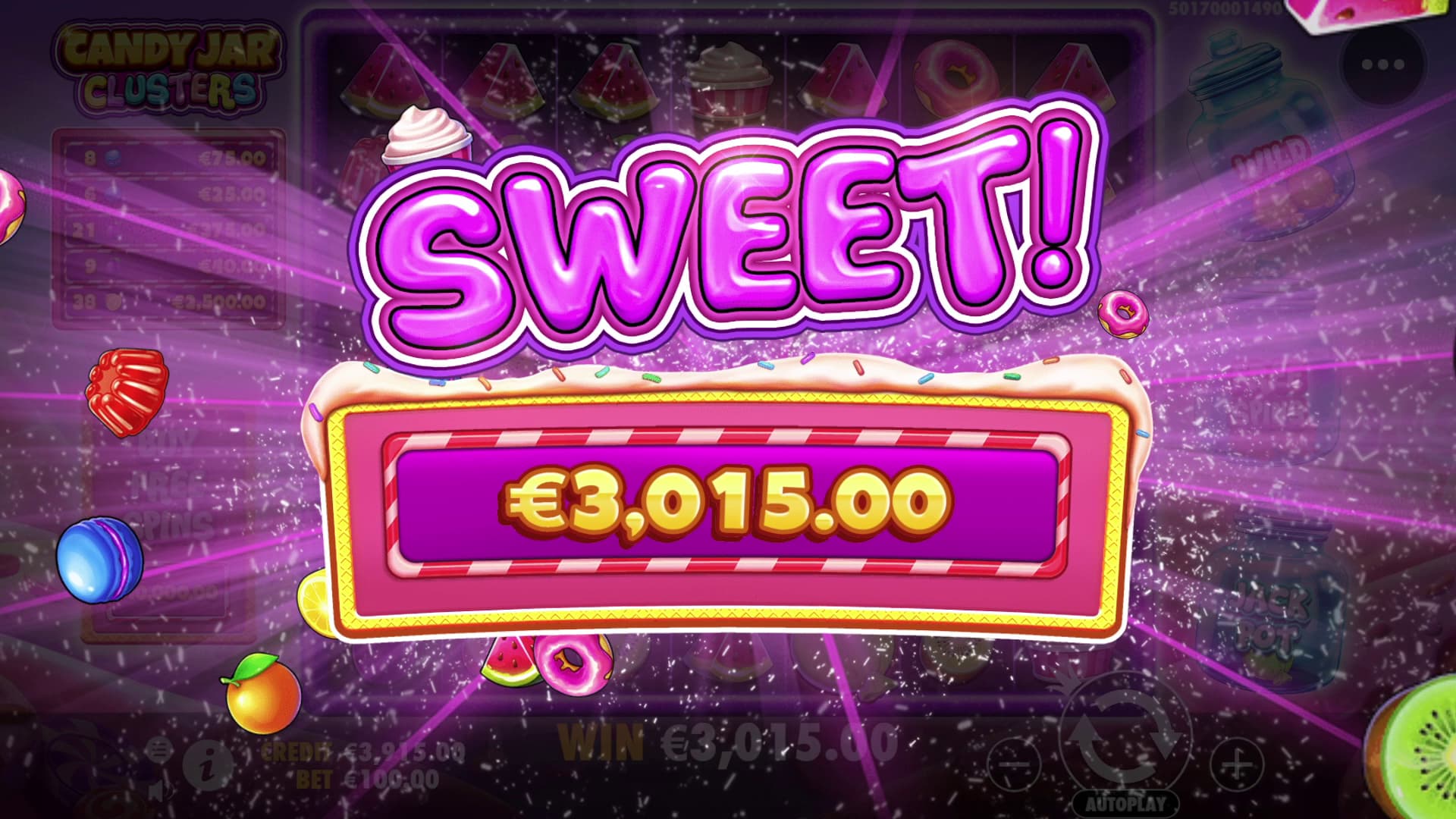 Sweet Win Screen - Candy Jar Clusters slot game