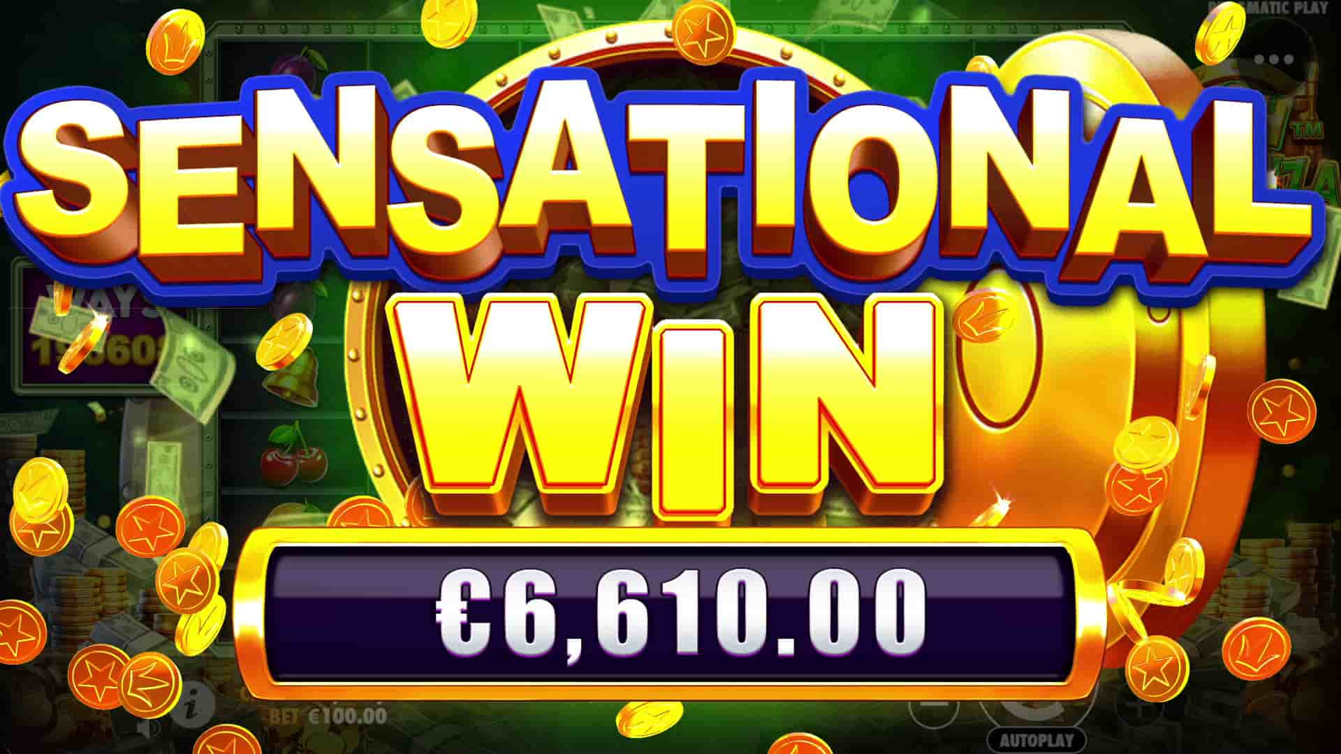 Sensational Win Screen - Cash Bonanza slot game