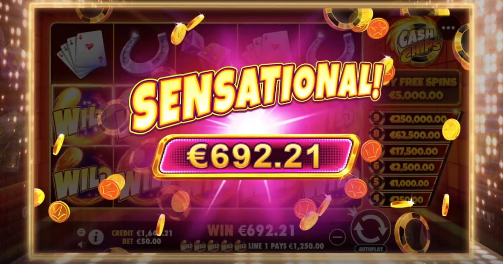 The Big Win screen - Cash Chips slot game