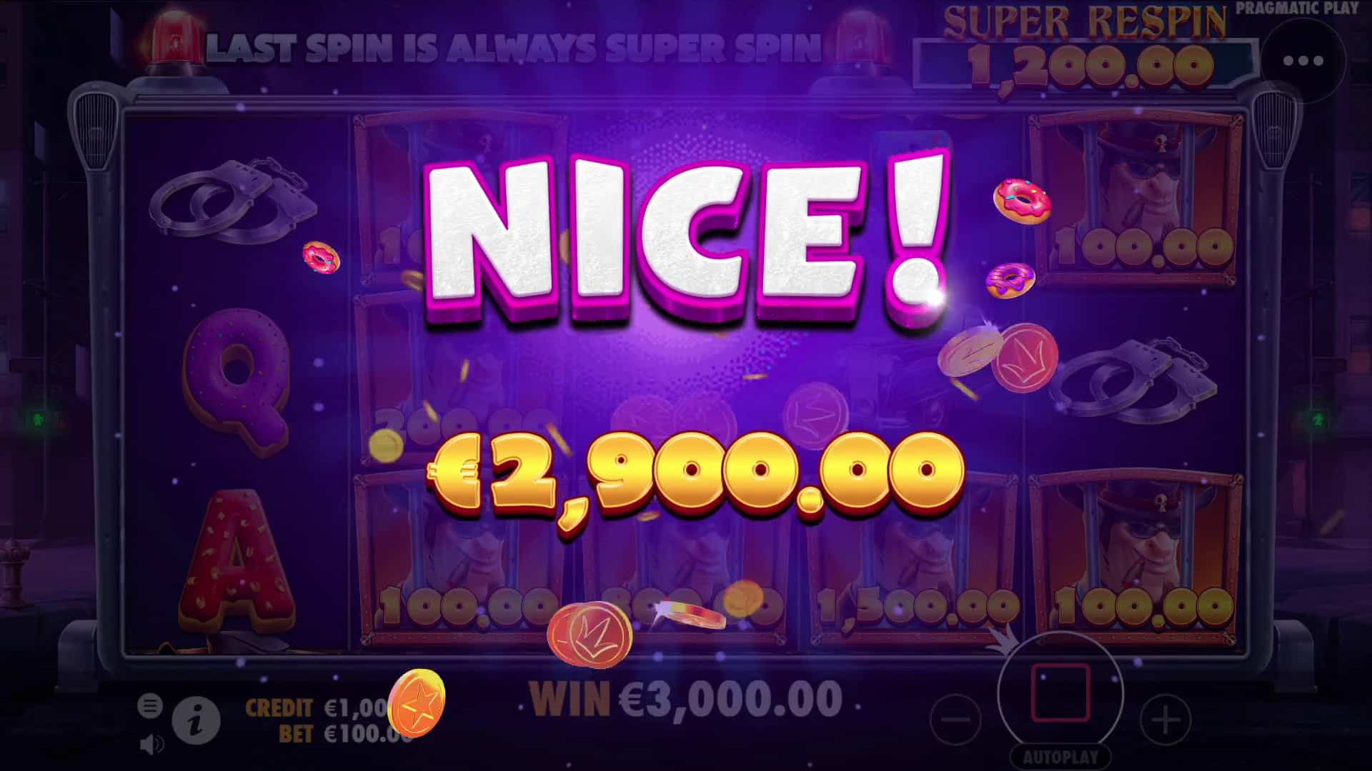 Nice Win Screen - Cash Patrol slot game