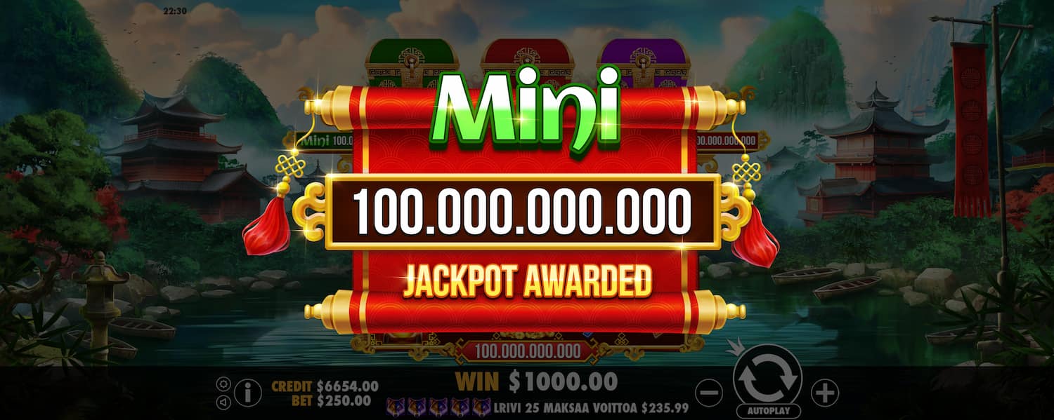 Mini Jackpot Win Screen - Chests of Cai Shen slot game