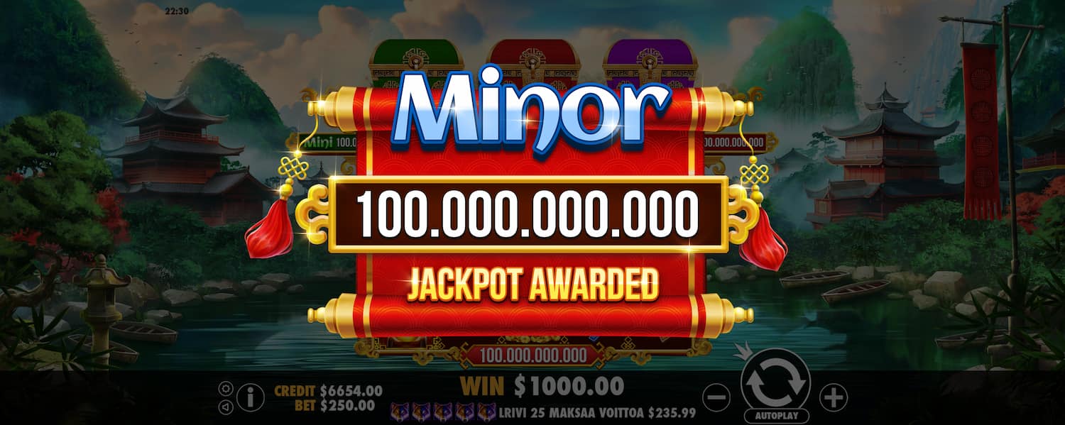 Minor Jackpot Win Screen - Chests of Cai Shen slot game