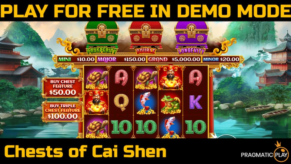 Chests of Cai Shen slot game by Pragmatic Play. Play for free in demo mode.