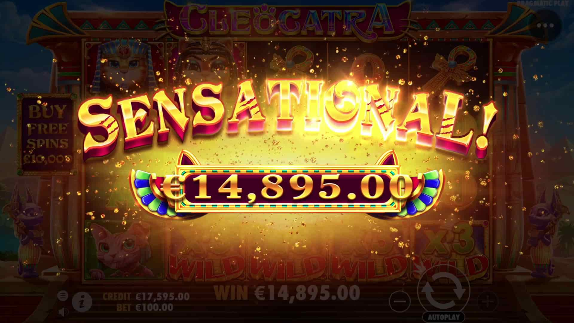 Sensational Win Screen - Cleocatra slot game