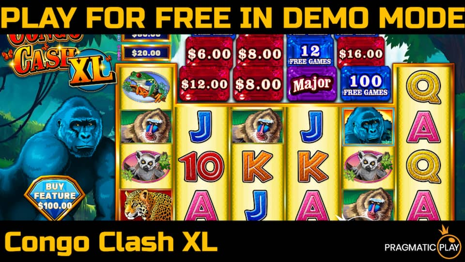 Congo Cash XL slot game by Pragmatic Play. Play for free in demo mode.