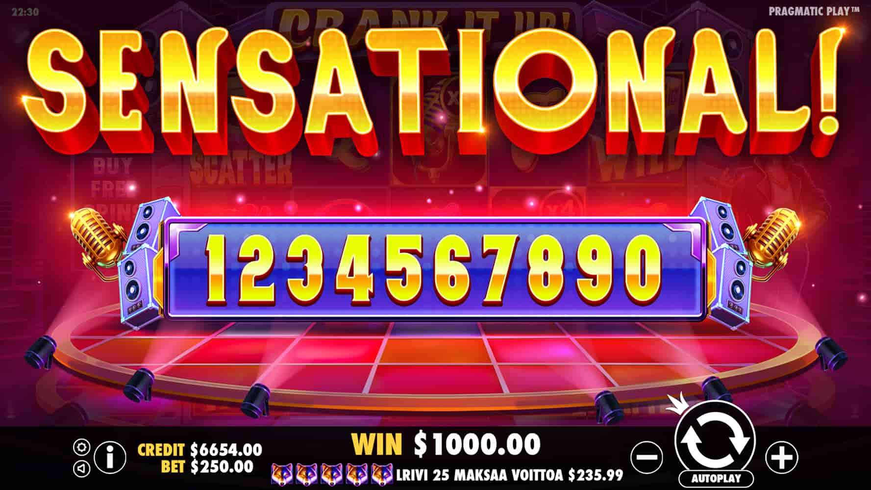 Sensational Win Screen - Crank It Up slot game