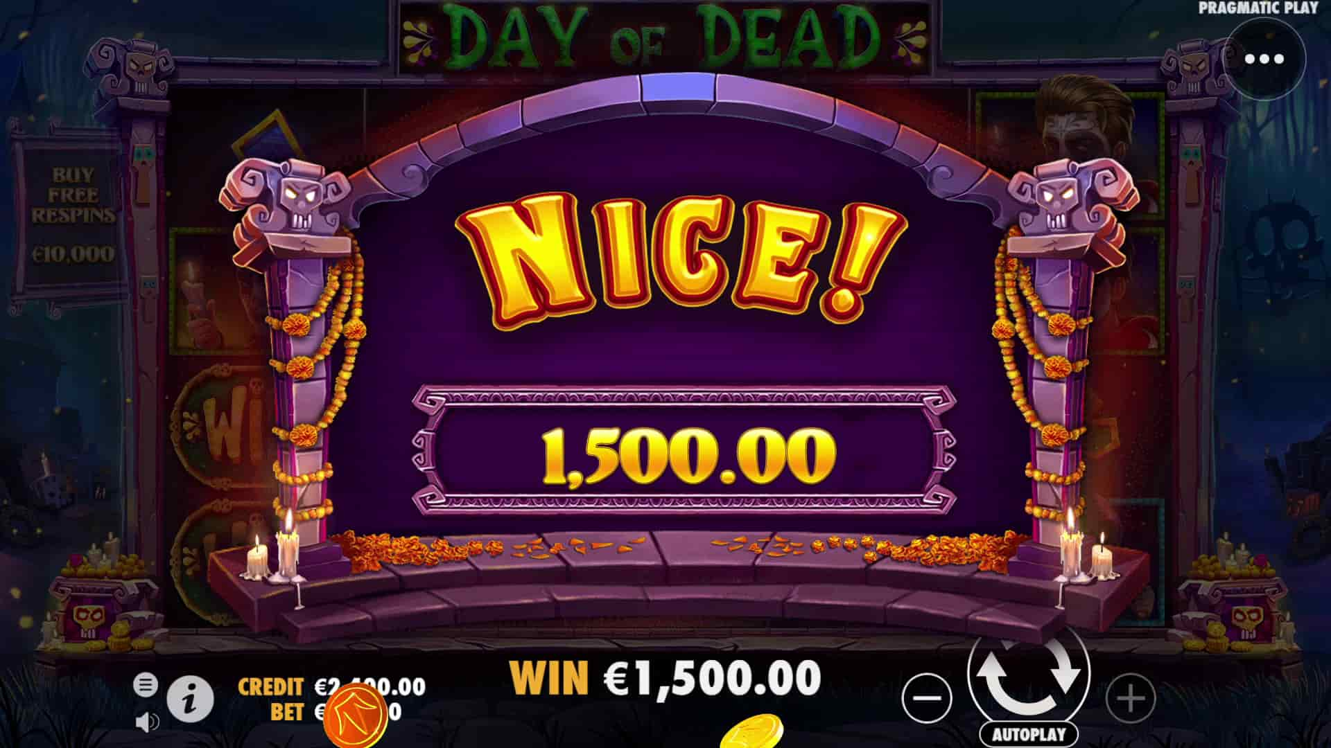 Nice Win Screen - Day of Dead slot game