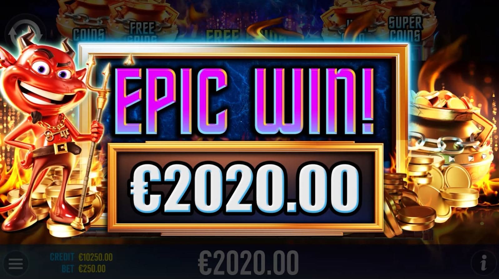 The Big Win screen from the Demon Pots slot game.