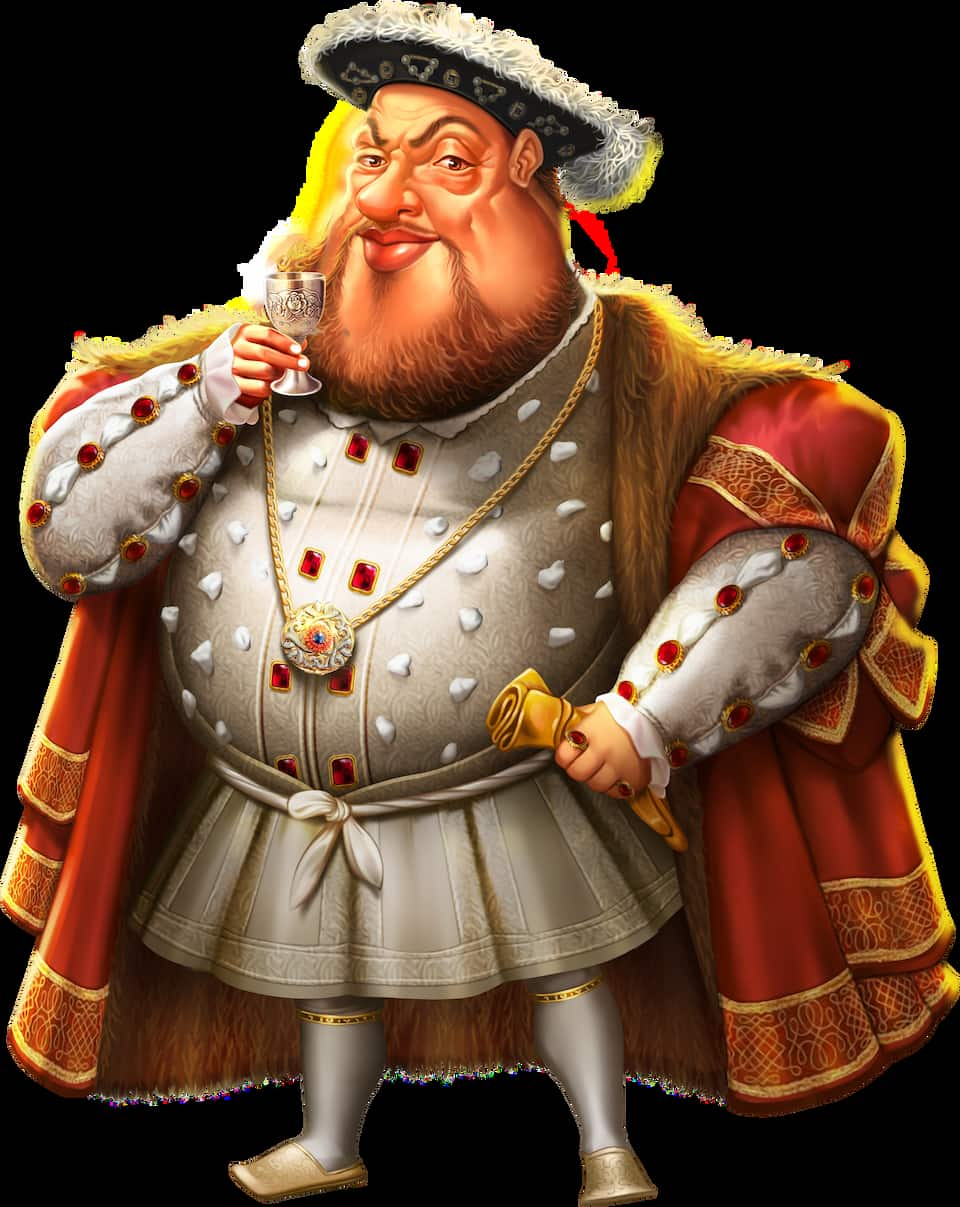 Henry the VIII, one of the characters of the Down the Rails slot game