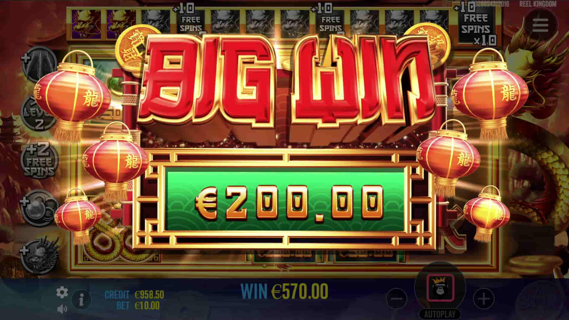 Big Win Screen - Dragon Gold 88 slot game