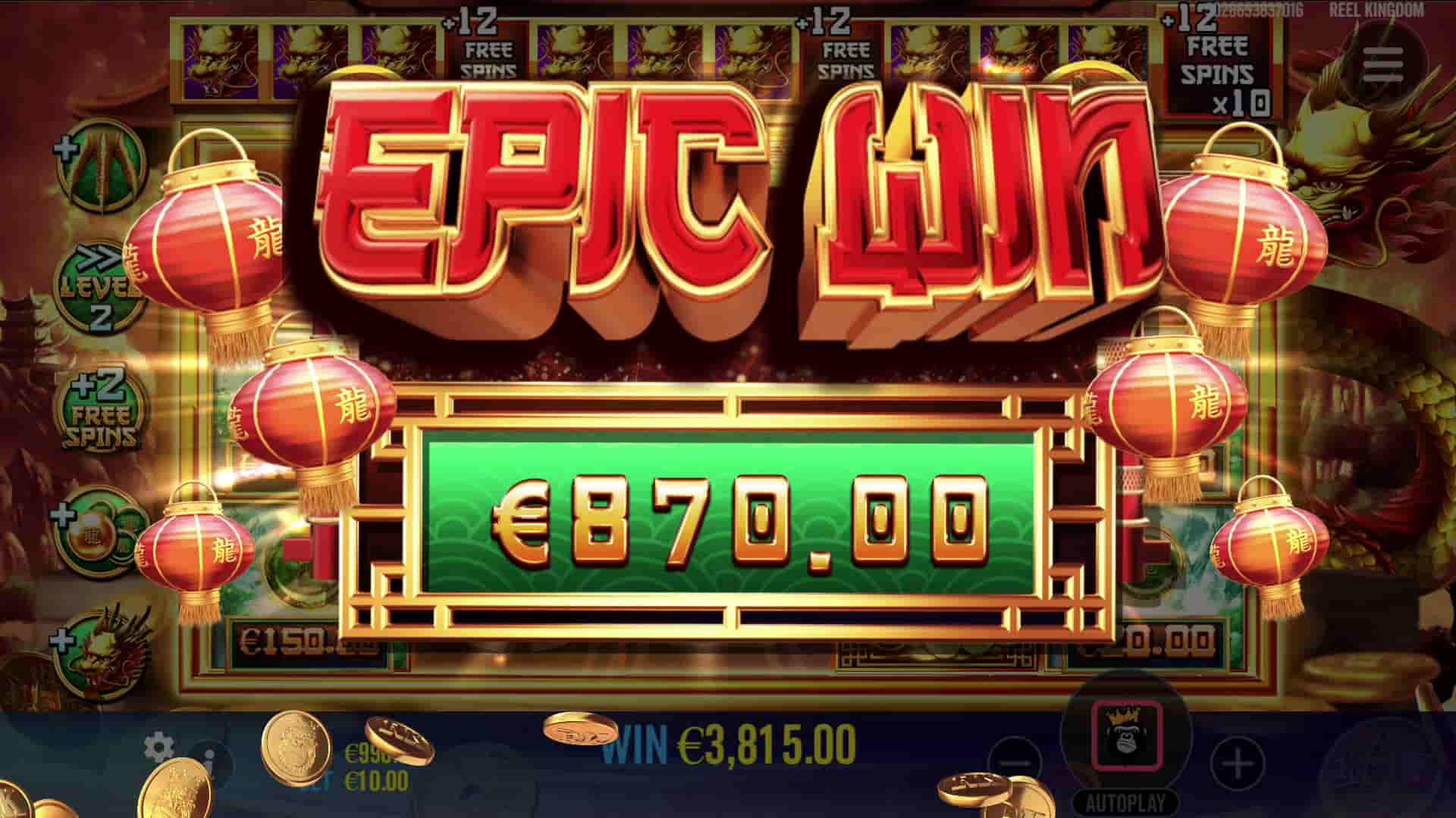 Epic Win Screen - Dragon Gold 88 slot game