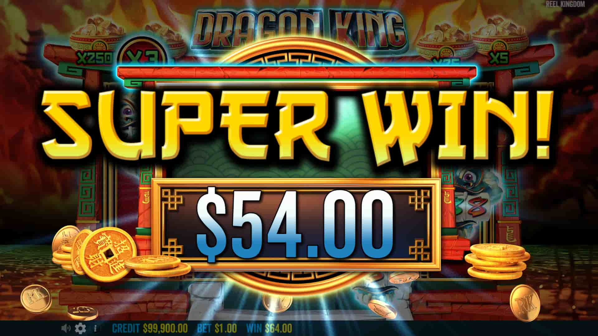 Super Win Screen - Dragon King Hot Pots slot game