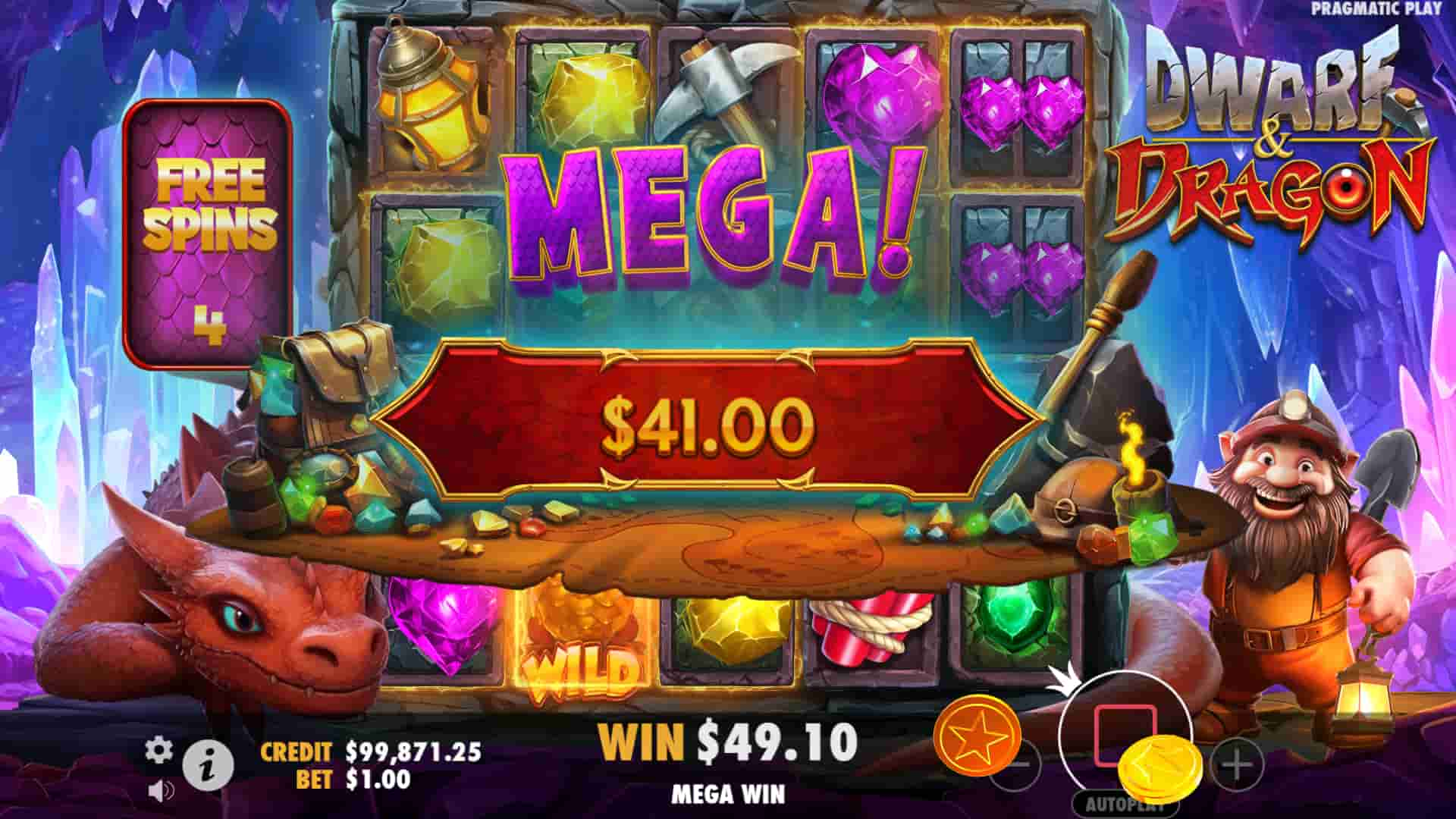 Mega Win Screen - Dwarf & Dragon slot game