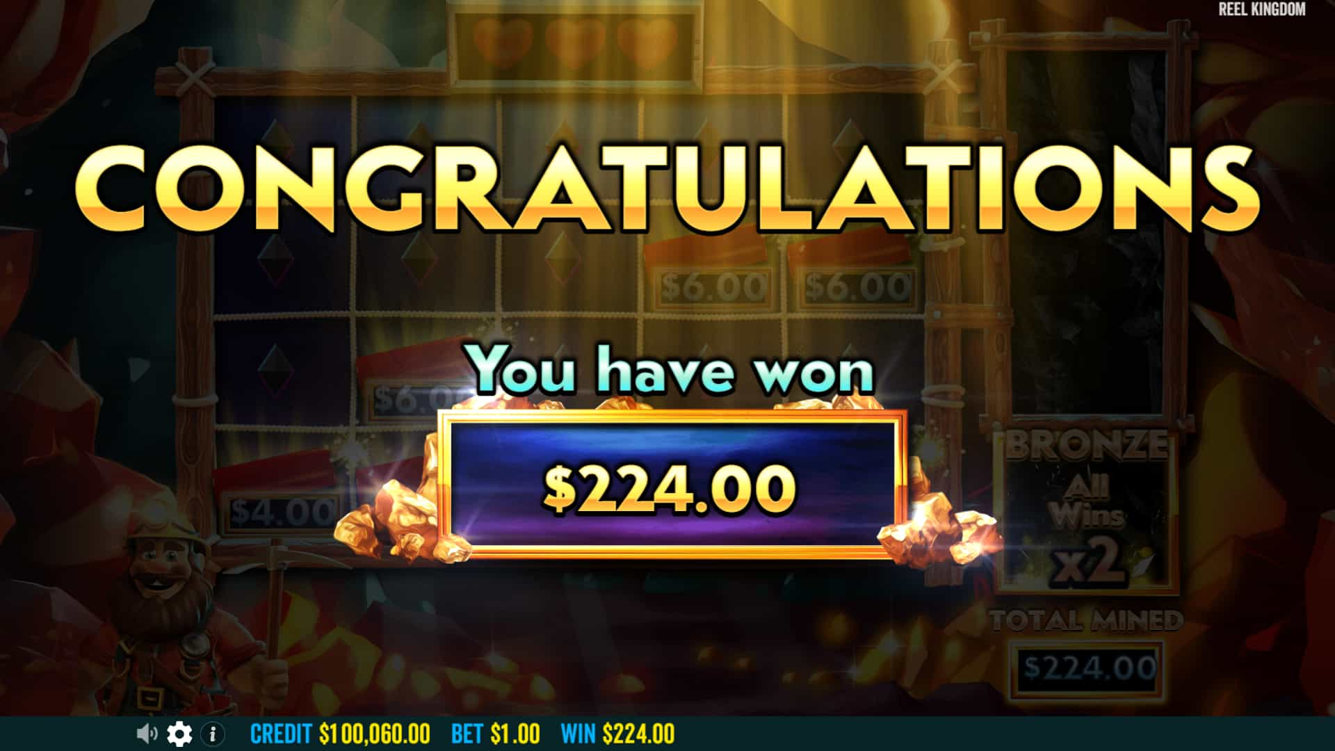 Over 200X Big Win Screen - Dynamite Diggin Doug slot game