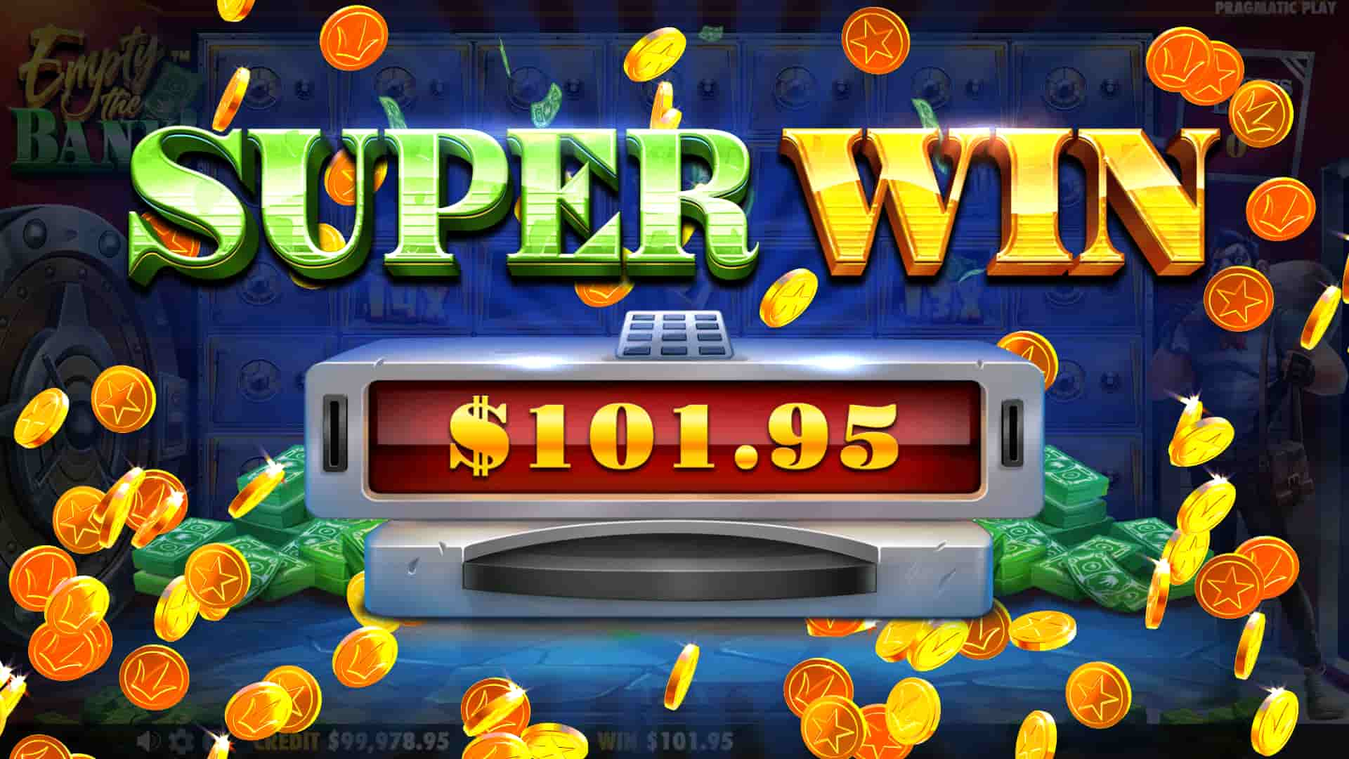 Big Win Screen - Empty the Bank slot game