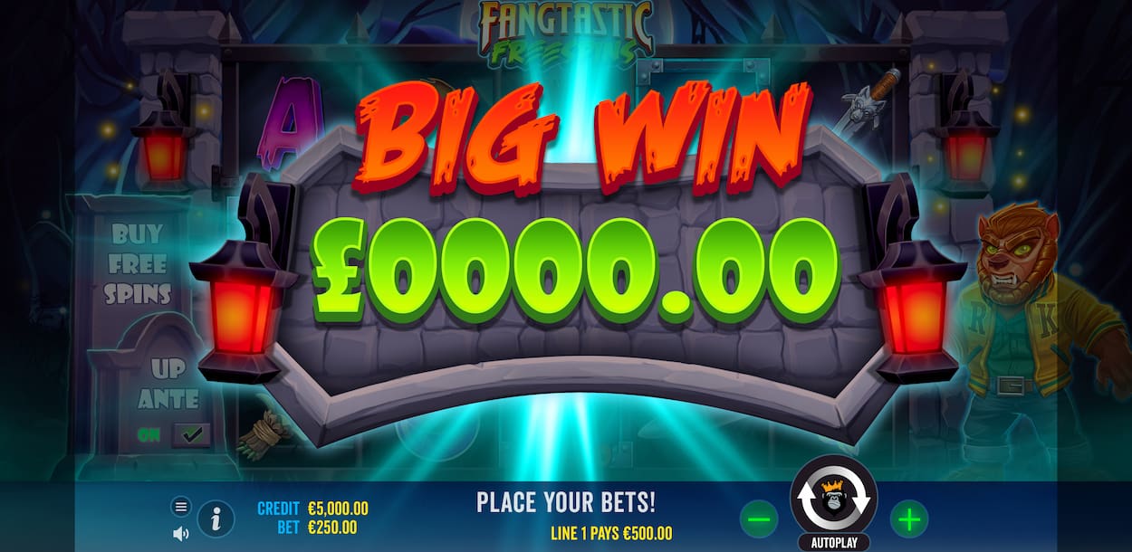 Big Win Screen - Fangtastic Freespins slot game