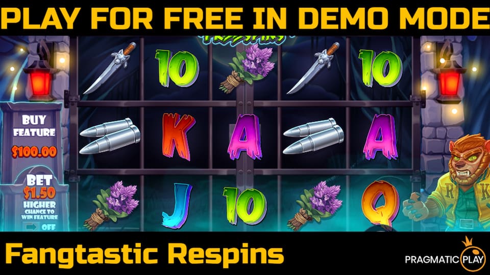 Fangtastic Freespins slot game by Pragmatic Play. Play for free in demo mode.