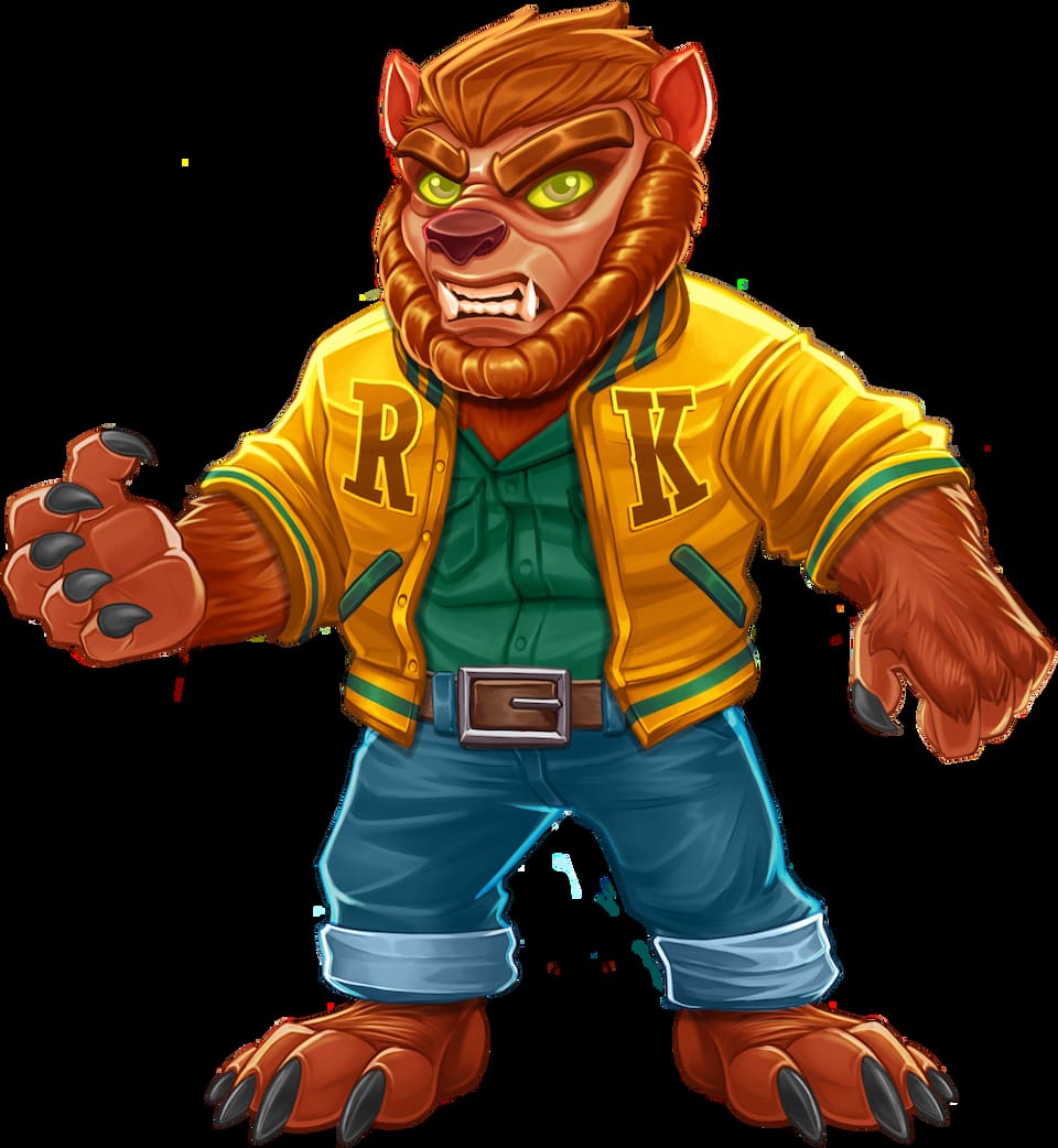 The Werewolf, main character of the Fangtastic Freespins slot game