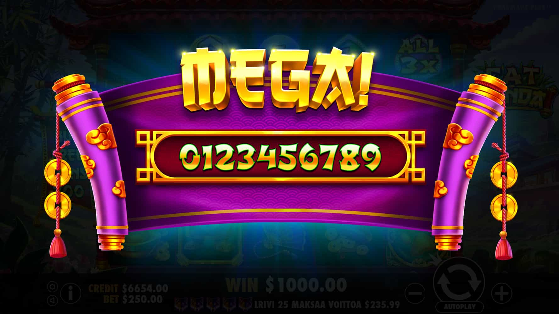 Mega Win Screen - Fat Panda slot game