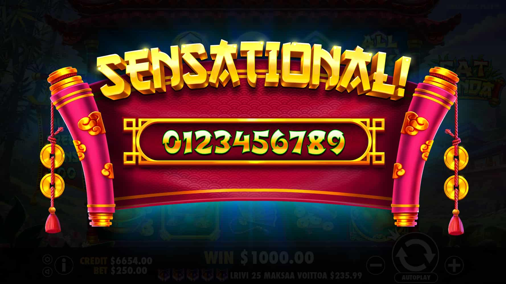 Sensational Win Screen - Fat Panda slot game