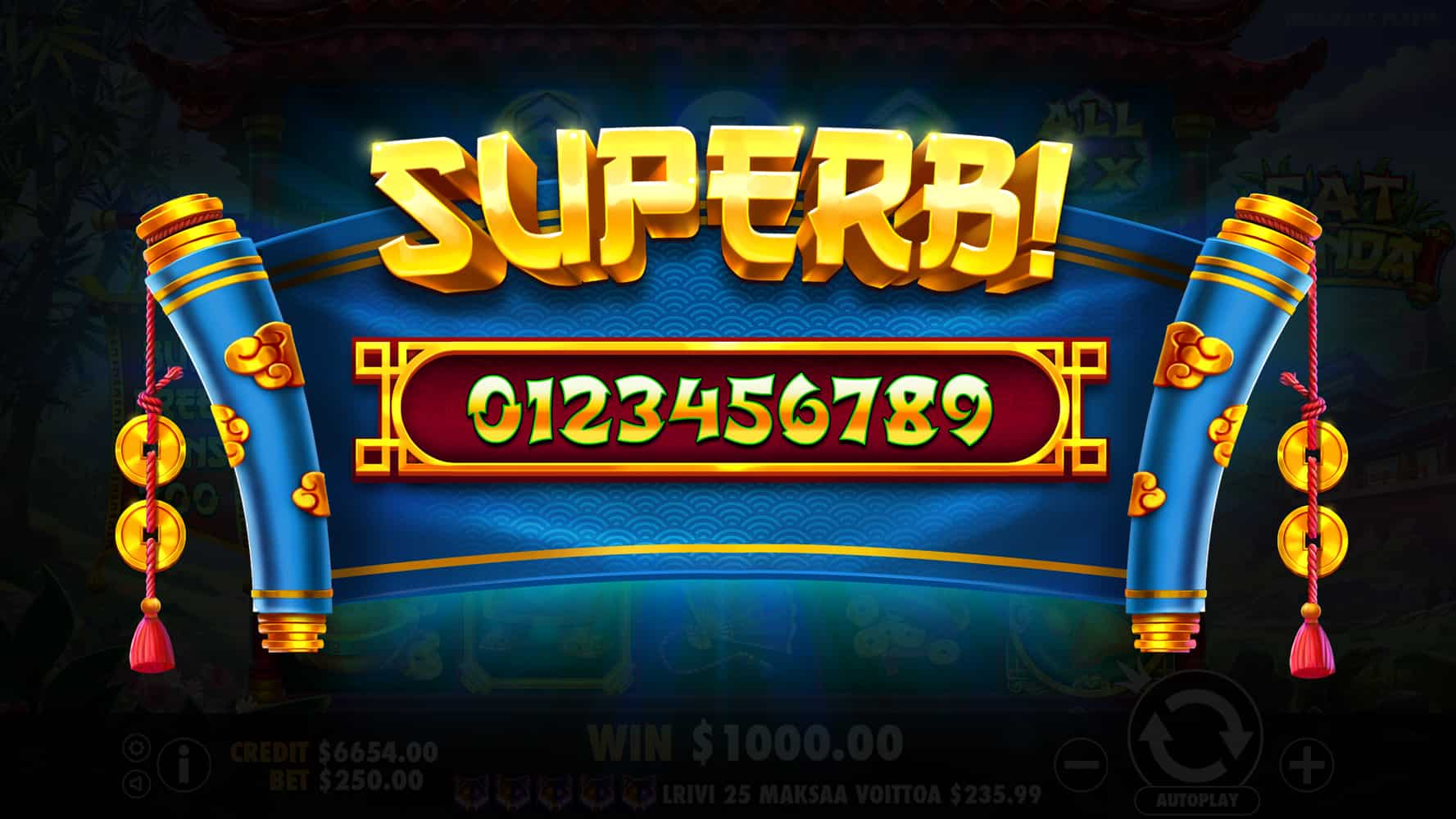 Superb Win Screen - Fat Panda slot game