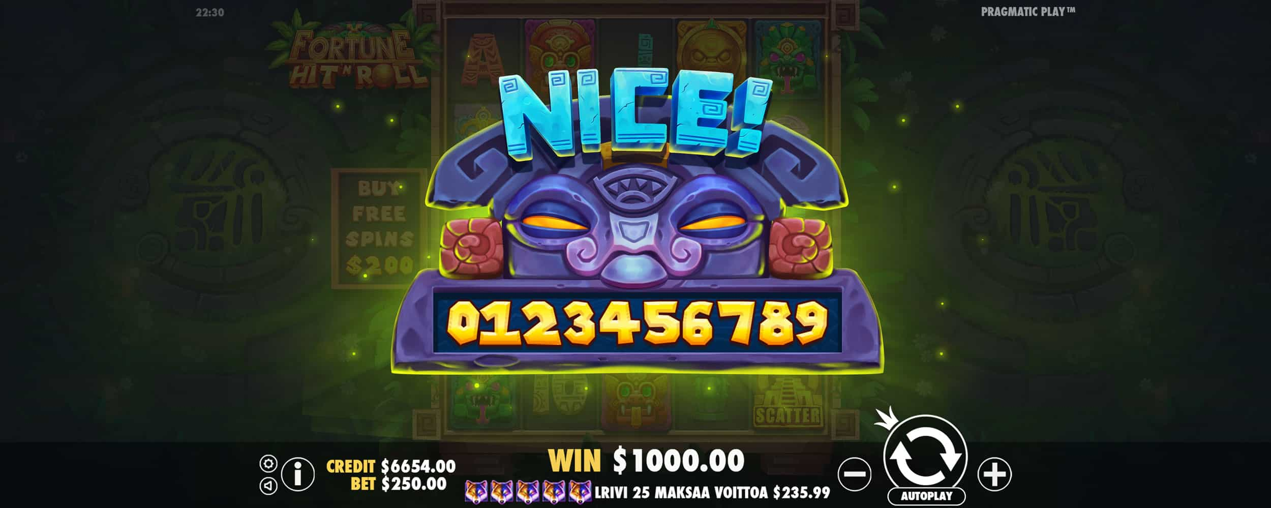 Nice Win Screen - Fortune Hit’n Roll slot game