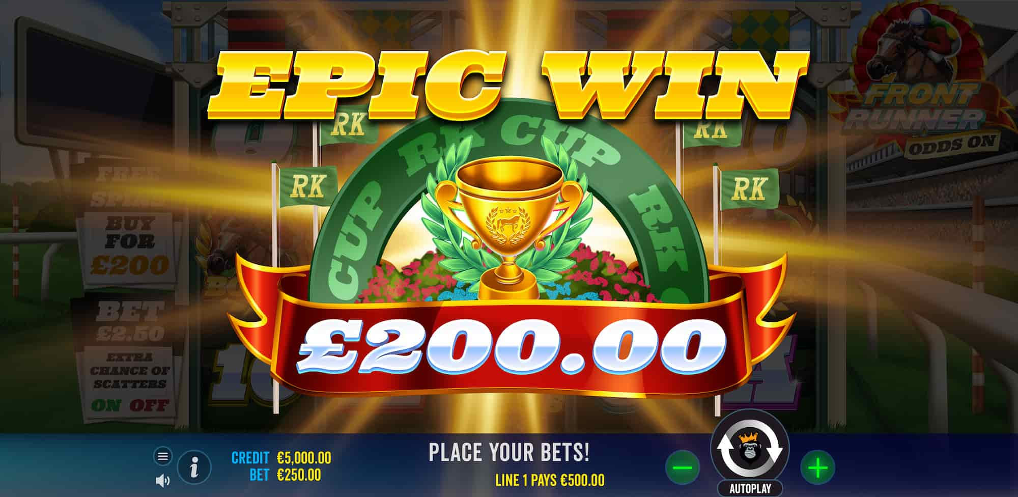 Epic Win Screen - Front Runner Odds On slot game