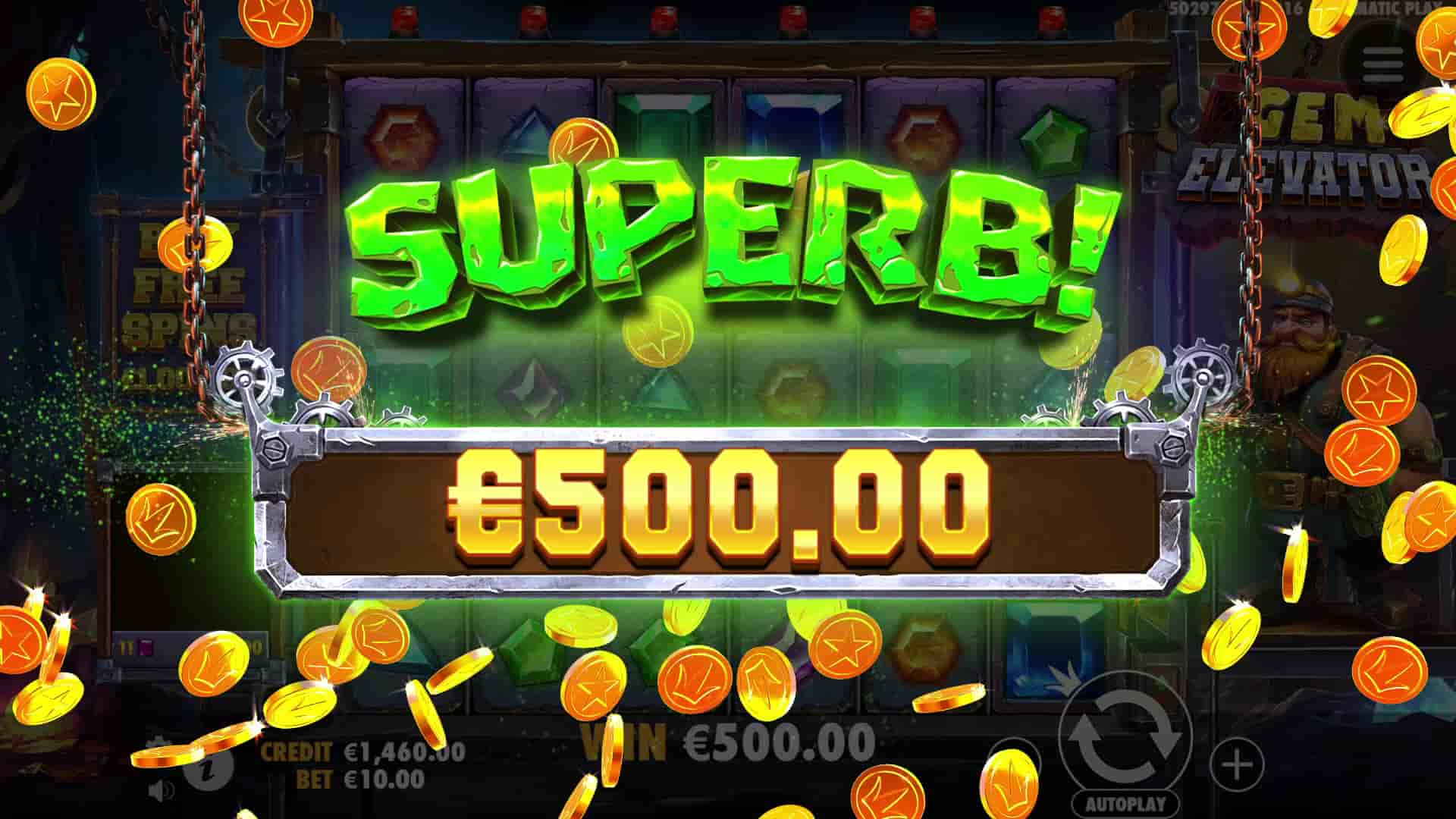 Superb Win Screen - Gem Elevator slot game