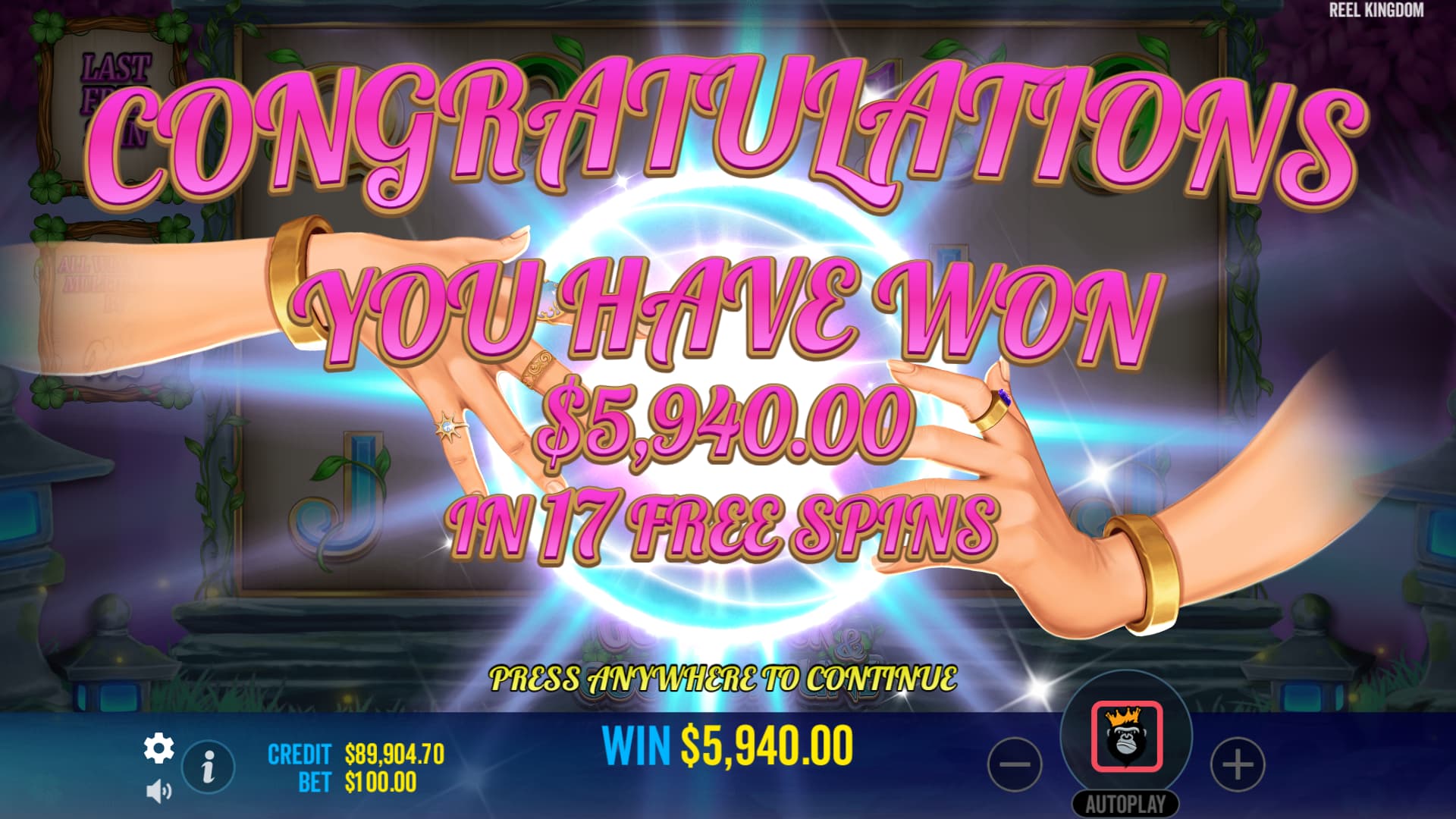 Congratulations Screen - Good Luck & Good Fortune slot game