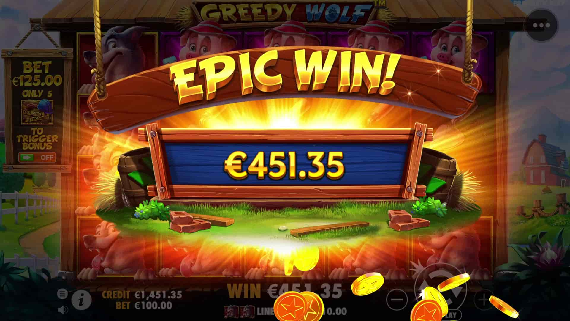 Epic Win Screen - Greedy Wolf slot game