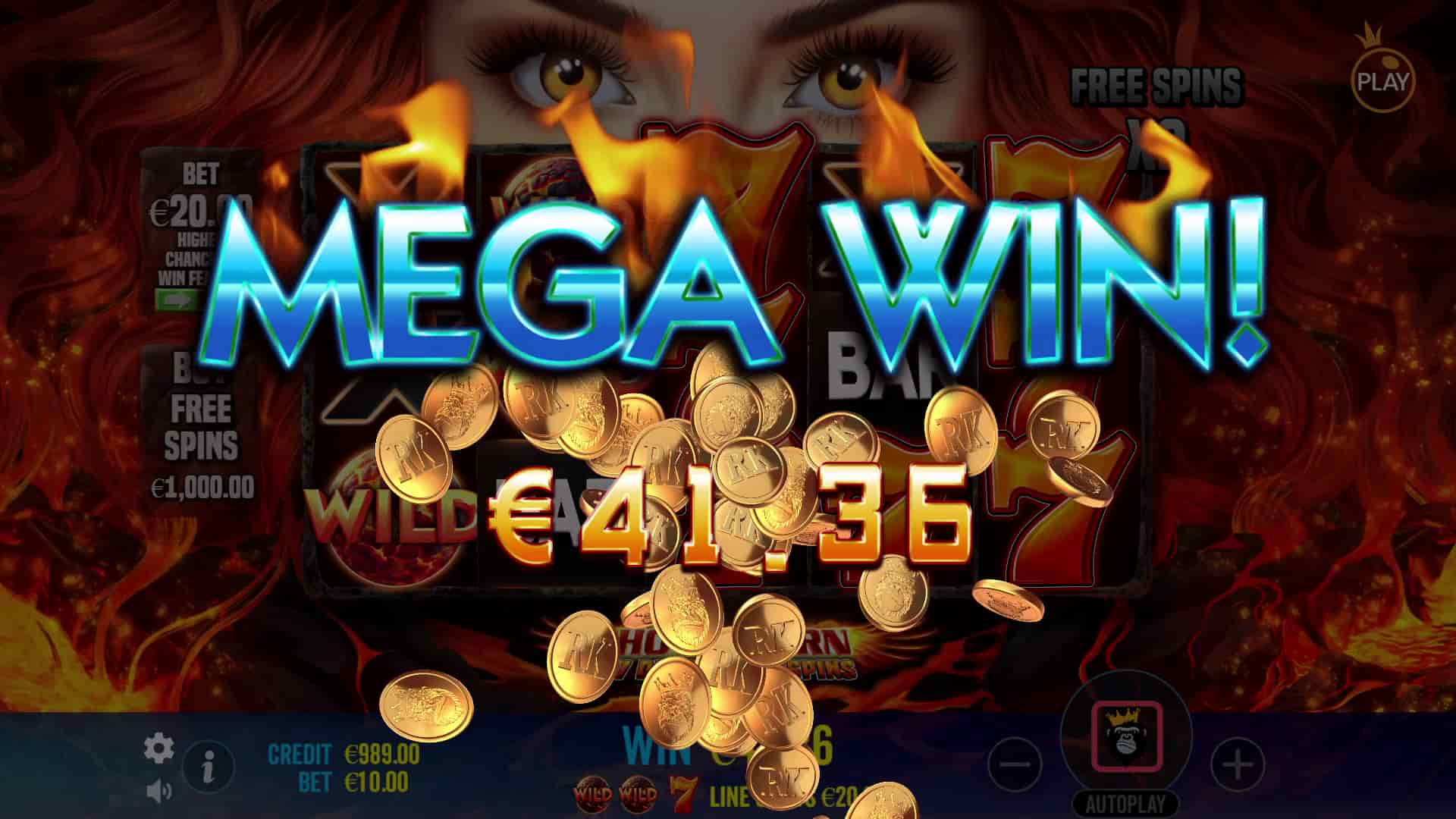 Mega Win Screen - Hot to Burn – 7 Deadly Free Spins slot game