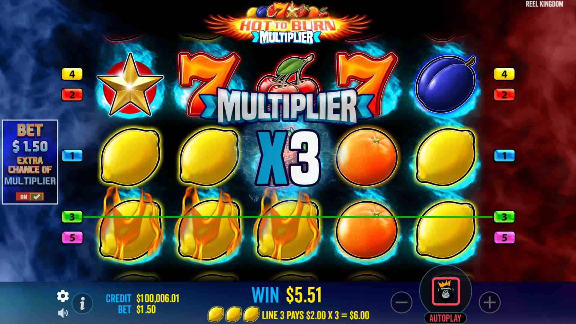 Multiplier Gain Screen - Hot to Burn Multiplier slot game